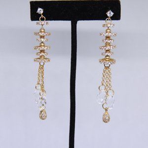 Gold and Sparkly Gears Drop Earrings